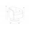 Sunpan Arnelle Swivel Lounge Chair in Polo Club Stone - Dimensions