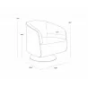 Sunpan Arnelle Swivel Lounge Chair in Polo Club Stone - Dimensions - Sunpan Arnelle Swivel Lounge Chair in Polo Club Stone - Dimensions