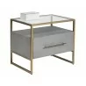  Sunpan Venice Nightstand - Shagreen Leather - Angled with Decor -  Sunpan Venice Nightstand - Shagreen Leather - Angled with Decor
