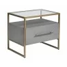  Sunpan Venice Nightstand - Shagreen Leather - Angled -  Sunpan Venice Nightstand - Shagreen Leather - Angled