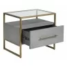  Sunpan Venice Nightstand - Shagreen Leather - Drawer Opened -  Sunpan Venice Nightstand - Shagreen Leather - Drawer Opened