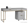 Sunpan Jiro Desk - Shagreen Leather - Angled View