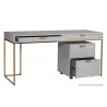 Sunpan Jiro Desk - Shagreen Leather - Angled View with Opened Drawers