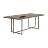 Jade Dining Table - Antique Silver - Ash Grey - 79" - Angled View with Decor