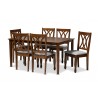 Augustine Modern and Contemporary Grey Fabric Upholstered and Walnut Brown Finished Wood 7-Piece Dining Set - White BG