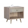 Aniston Nightstand - White Ceruze - Shagreen Leather - Angled View