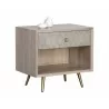 Aniston Nightstand - White Ceruze - Shagreen Leather - Angled View - Aniston Nightstand - White Ceruze - Shagreen Leather - Angled View