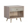 Aniston Nightstand - White Ceruze - Shagreen Leather - Angled