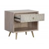 Aniston Nightstand - White Ceruze - Shagreen Leather - Drawer Opened