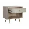 Aniston Nightstand - White Ceruze - Shagreen Leather - Drawer Opened - Aniston Nightstand - White Ceruze - Shagreen Leather - Drawer Opened
