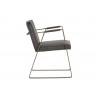 Sunpan Kristoffer Dining Armchair - Vintage Steel Grey Leather - Side Angle