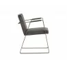 Sunpan Kristoffer Dining Armchair - Vintage Steel Grey Leather - Side Angle - Sunpan Kristoffer Dining Armchair - Vintage Steel Grey Leather - Side Angle