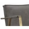 Sunpan Kristoffer Dining Armchair - Vintage Steel Grey Leather - Seat Arm Close-Up - Sunpan Kristoffer Dining Armchair - Vintage Steel Grey Leather - Seat Arm Close-Up