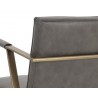 Sunpan Kristoffer Dining Armchair - Vintage Steel Grey Leather - Seat Back CLose-Up