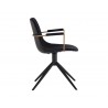 Cassius Swivel Dining Armchair - Abbington Black / Bravo Black - Side Angle
