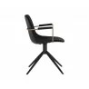 Cassius Swivel Dining Armchair - Abbington Black / Bravo Black - Side Angle - Cassius Swivel Dining Armchair - Abbington Black / Bravo Black - Side Angle