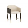 Sunpan Kylin Dining Armchair - Dillon Cream and Bravo Ash - Angled