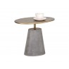 Sunpan Kadin Side Table in Grey - Front Side Angle with Decor