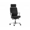 Sunpan Dennison Office Chair in Black Leather - Angled - Sunpan Dennison Office Chair in Black Leather - Angled