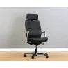 Sunpan Dennison Office Chair in Black Leather - Angled View - Sunpan Dennison Office Chair in Black Leather - Angled View