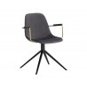 Cassius Swivel Dining Armchair - Slate Tint / Nightfall Black - Angled View