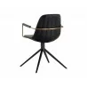 Cassius Swivel Dining Armchair - Slate Tint / Nightfall Black - Back Angle - Cassius Swivel Dining Armchair - Slate Tint / Nightfall Black - Back Angle