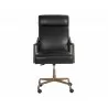 Sunpan Collin Office Chair In Brown and Cortina Black Leather - Front - Sunpan Collin Office Chair In Brown and Cortina Black Leather - Front