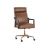 Sunpan Collin Office Chair In Brown In Shalimar Tobacco Leather - Angled