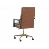 Sunpan Collin Office Chair In Brown In Shalimar Tobacco Leather - Back Angle - Sunpan Collin Office Chair In Brown In Shalimar Tobacco Leather - Back Angle