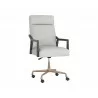 Sunpan Collin Office Chair In Brown And Saloon Light Grey Leather - Angled - Sunpan Collin Office Chair In Brown And Saloon Light Grey Leather - Angled