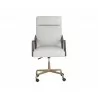 Sunpan Collin Office Chair In Brown And Saloon Light Grey Leather - Front - Sunpan Collin Office Chair In Brown And Saloon Light Grey Leather - Front