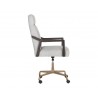 Sunpan Collin Office Chair In Brown And Saloon Light Grey Leather - Side