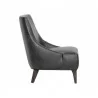 Sunpan Elias Lounge Chair - Marseille Black Leather - Side Angle - Sunpan Elias Lounge Chair - Marseille Black Leather - Side Angle
