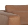 Sunpan Burr Armchair in Behike Saddle Leather - Seat Arm Close-up