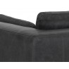 Sunpan Burr Sofa in Serbia Black Leather - Back Edge Close-up
