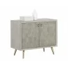 Aniston Sideboard - Small - White Ceruze - Shagreen Leather - Angled View with Decor - Aniston Sideboard - Small - White Ceruze - Shagreen Leather - Angled View with Decor