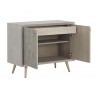 Aniston Sideboard - Small - White Ceruze - Shagreen Leather - Drawers opned