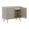 Aniston Sideboard - Small - White Ceruze - Shagreen Leather - One Drawer Opened