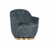 Sunpan Casey Swivel Lounge Chair In Nono Petrol - Angled View