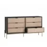 Sunpan Avida Dresser in Gold and Black/Natural - Angled with Opened Drawer - Sunpan Avida Dresser in Gold and Black/Natural - Angled with Opened Drawer