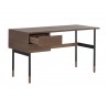 Sunpan Clark Desk In Walnut - Angled with Opened Drawer