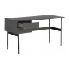 Sunpan Clark Desk In Grey - Angled with Opened Drawer