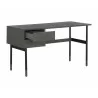 Sunpan Clark Desk In Grey - Angled with Opened Drawer - Sunpan Clark Desk In Grey - Angled with Opened Drawer