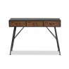 Ariana Modern and Contemporary Industrial Black and Oak Brown Finished Wood 3-Drawer Metal Console Table - Front