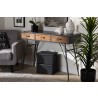 Ariana Modern and Contemporary Industrial Black and Oak Brown Finished Wood 3-Drawer Metal Console Table - Lifestyle