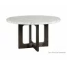 Sunpan Cypher Dining Table Base in Wood And Dark Brown - White Tabletop - Sunpan Cypher Dining Table Base in Wood And Dark Brown - White Tabletop