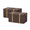 Stephen Modern and Contemporary Transitional Dark Brown Fabric Upholstered and Oak Brown Finished 2-Piece Storage Trunk Set 