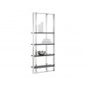 Sunpan Dalton Stainless Steel Bookcase In Grey - Angled with Decor