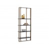 Sunpan Dalton Antique Brass Bookcase In Black - Angled wit hDecor