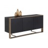 Sunpan Dalton Sideboard Black - Front Side Angle with Decor